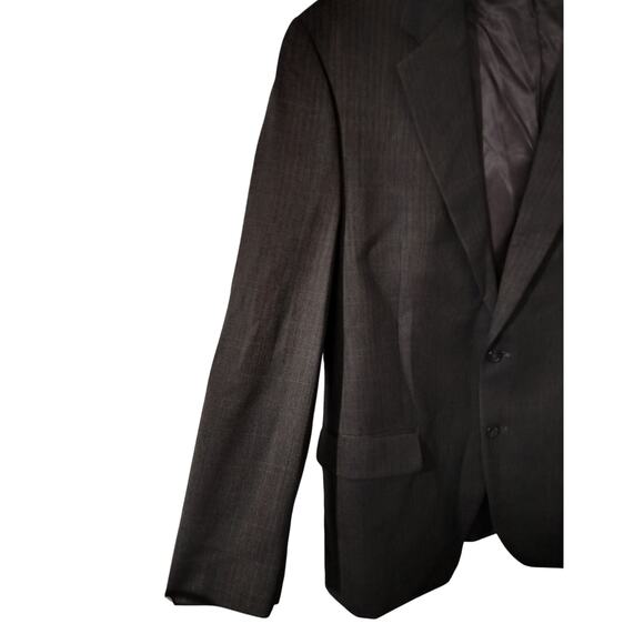 M607)IZOD Pure wool Woolmark Brown 
Herringbone Two button Blazer Sport Coat 44L - Picture 4 of 12
